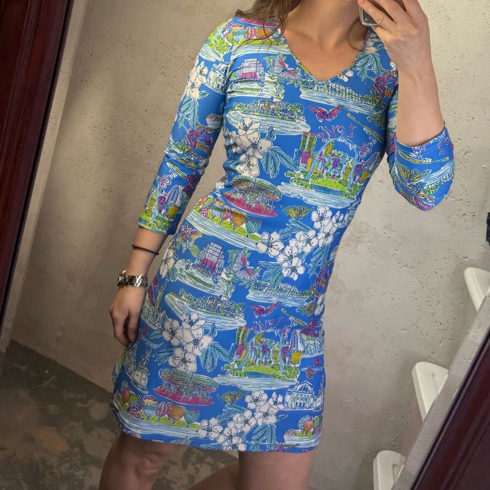 Kaeli Smith St. Louis City Print Shift Dress Size XS STL Saint Louis Missouri